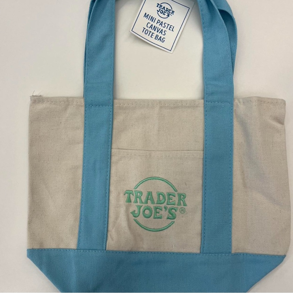Trader Joes Mini Pastel Canvas Tote Bag  NEW!